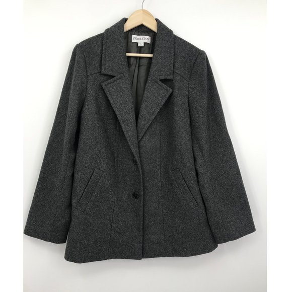 Pendleton Women's Merino Wool Blazer Two Button Front Jacket Gray XL - Picture 1 of 6